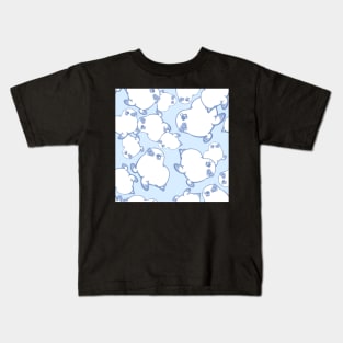 Pale Baby Seal on Ice Blue Kids T-Shirt